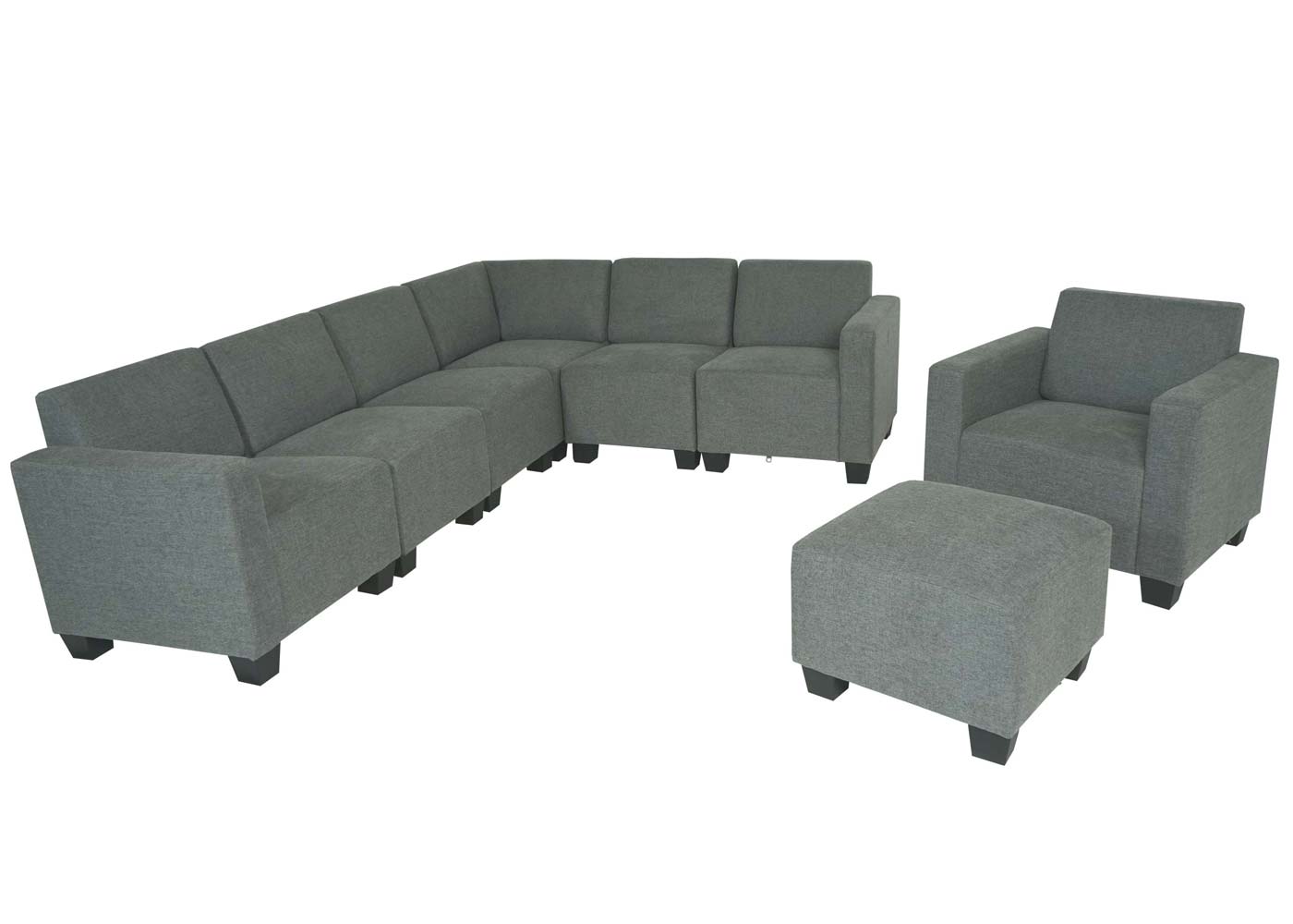 Modular Sofa-System Couch-Garnitur Moncalieri 6-2, Stoff/Textil ~ grau