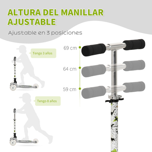 Patinete infantil de 3 rodas Homcom 371-034gy