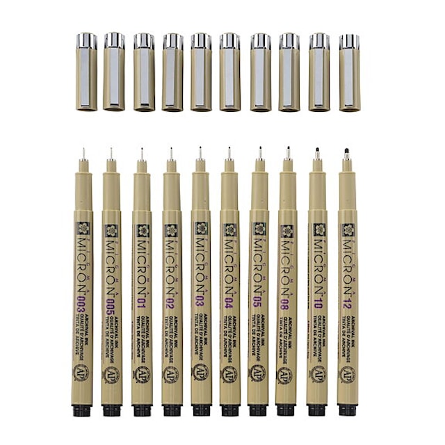Sakura Pigma Micron Fineliner Svart 10-sett