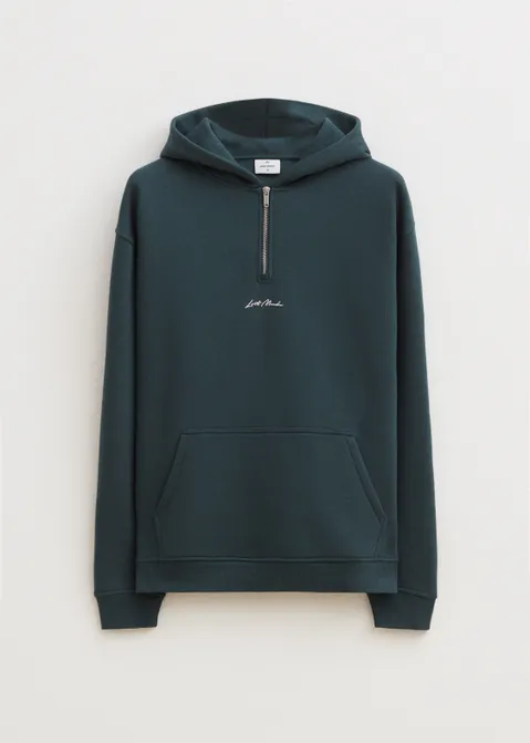 Half zip hoodie blauw (PETROL)