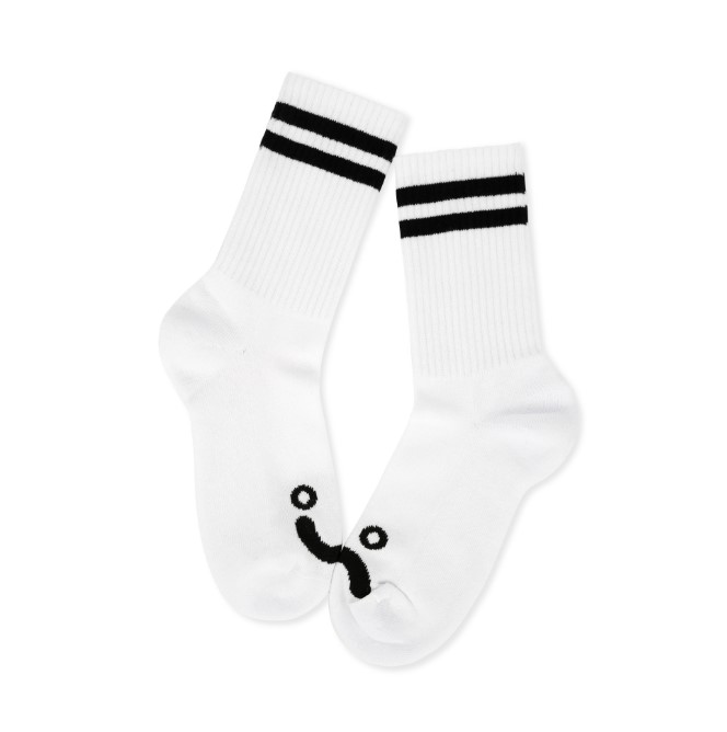 Polar Skate Co Rib Socks Happy Sad White