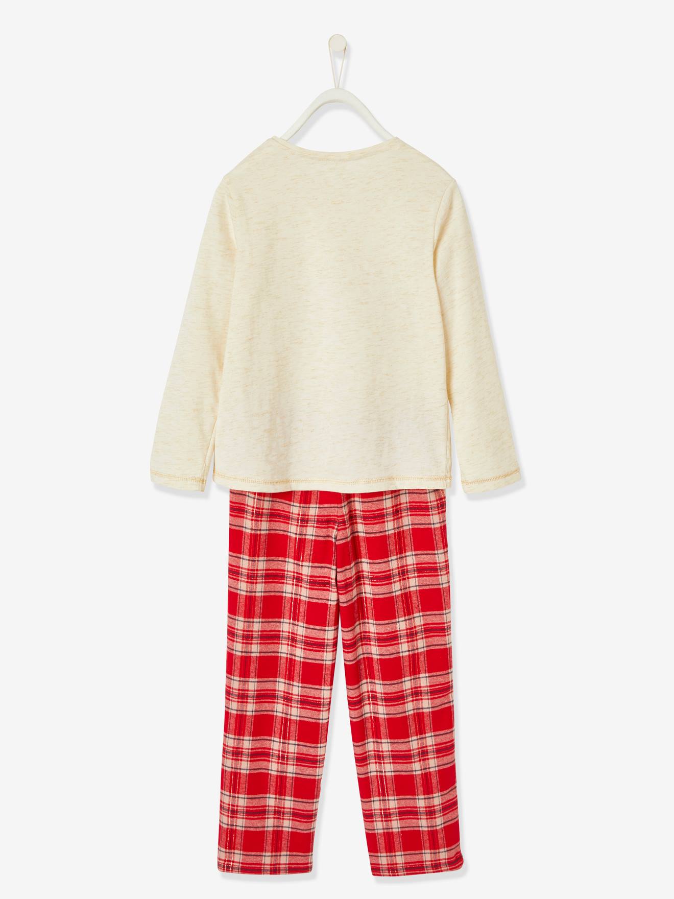 Capa de pijama natalina aconchegante para meninas, em tecido mesclado branco claro.