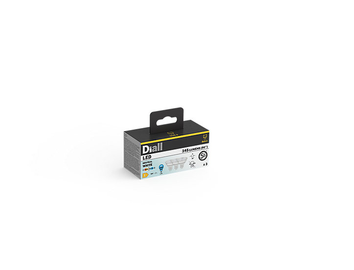 Lot 3 ampoules LED MR16 GU5.3 345lm 3.4W = 35W Ø4.4cm Diall blanc neutre