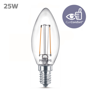 Philips LED kaars E14 1,9W 3 stuks filament helder niet dimbaar