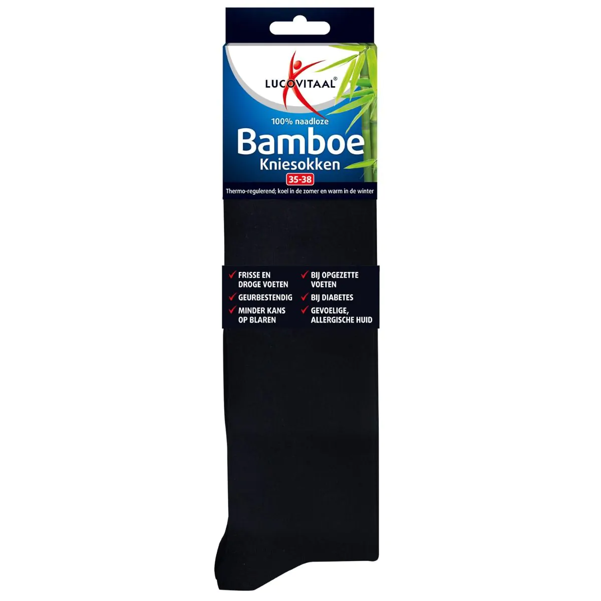 Bamboe Kniesok Zwart 2 paar