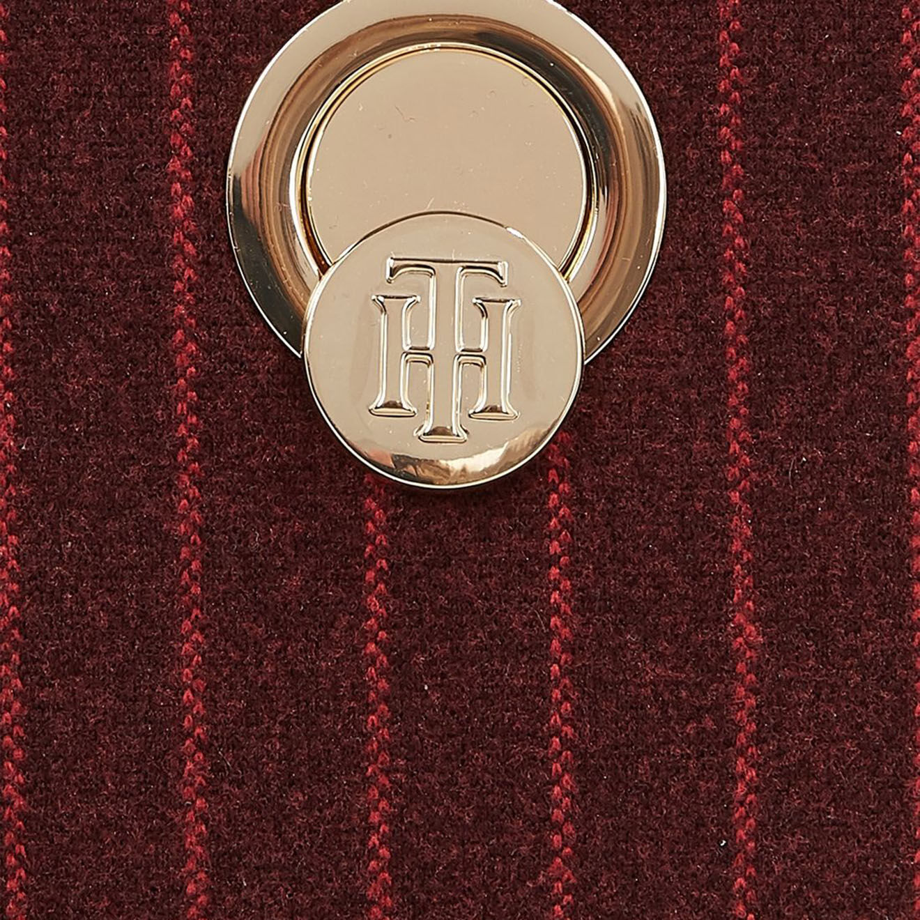 Tommy Hilfiger Sac à main Chic rayé bordeaux - 17,5x22,5x11 cm