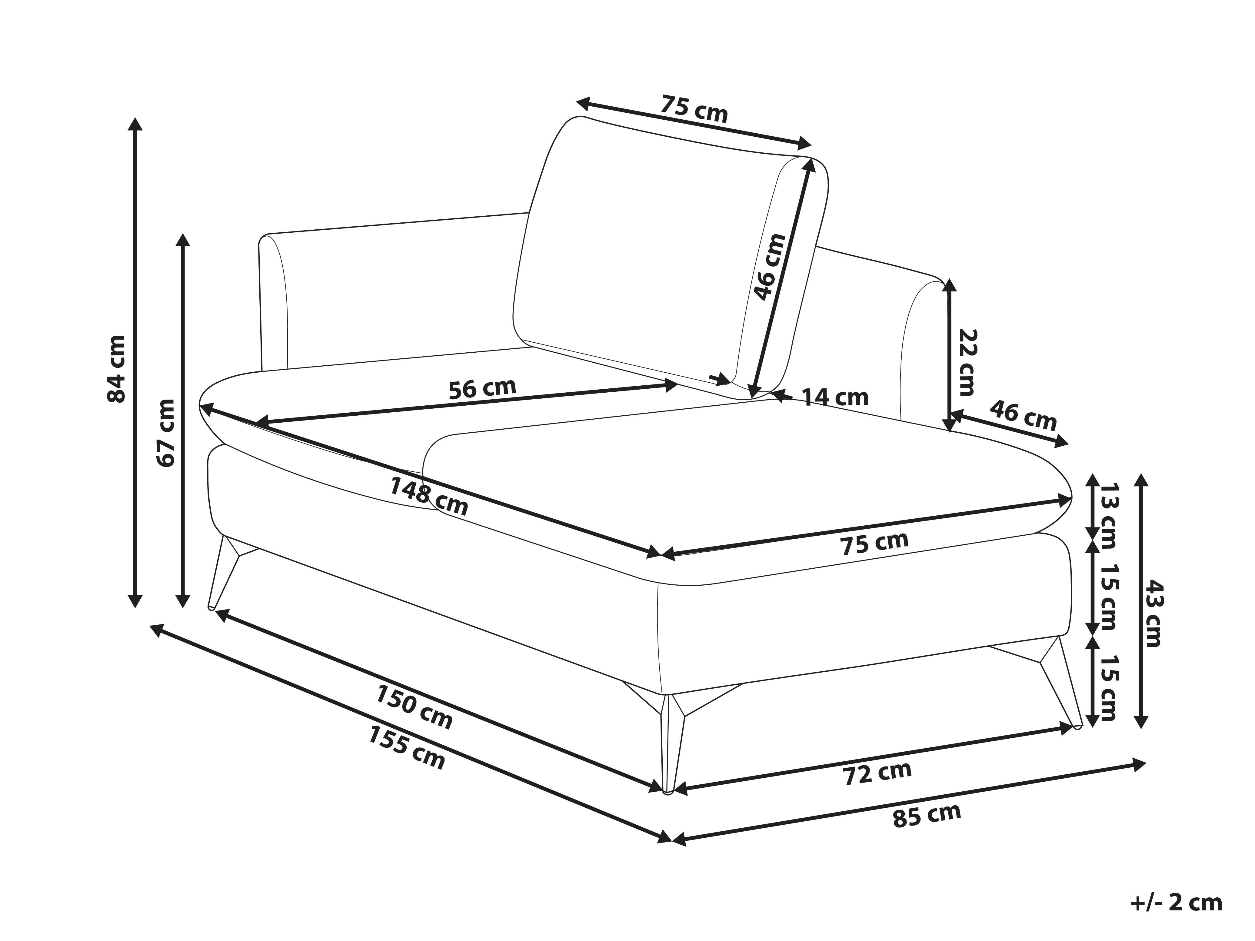 Linkszijdige chaise longue SIEVOZ Stof Lichtbeige