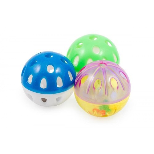 Conjunto de 3 bolas de plástico com sino para gatos