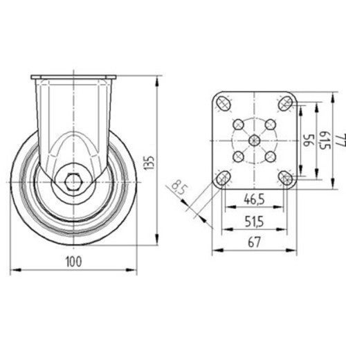 TENTE 2478 PJP 100 P50 grijs bokwiel 100 mm