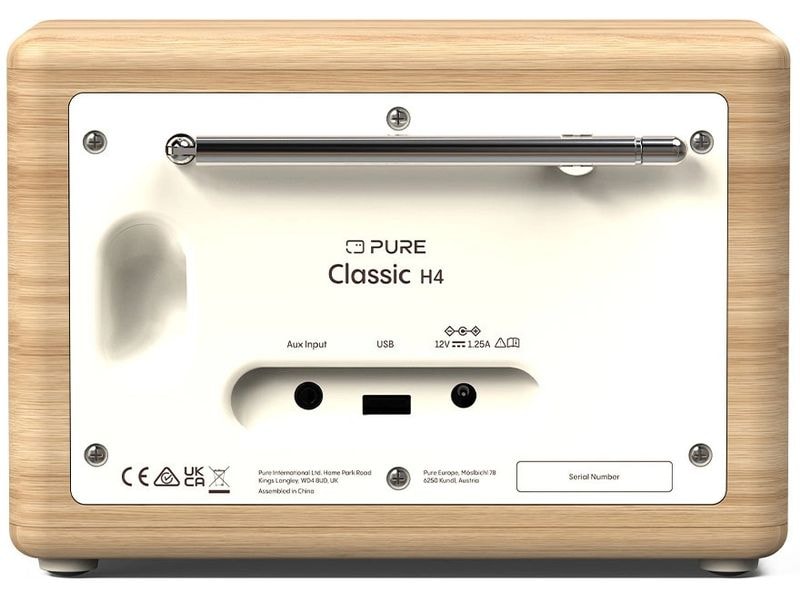 Pure DAB  Radio Classic H4 Eiche/Weiss Digitales Küchenradio mit Bluetooth, USB-Port und AUX-Anschluss