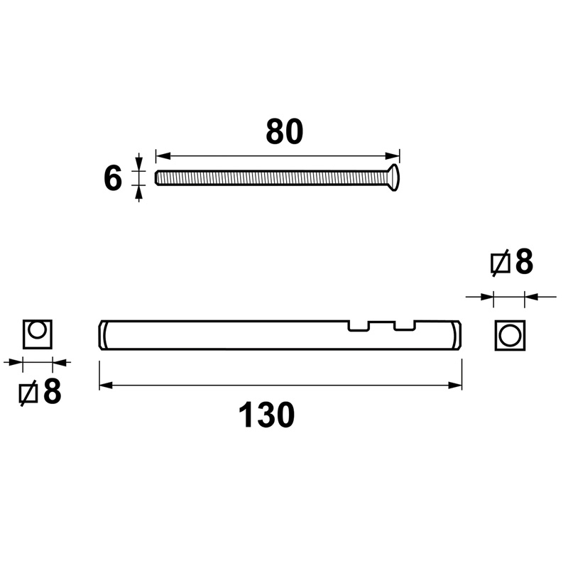 AXA krukstift RVS + bouten M6x80mm