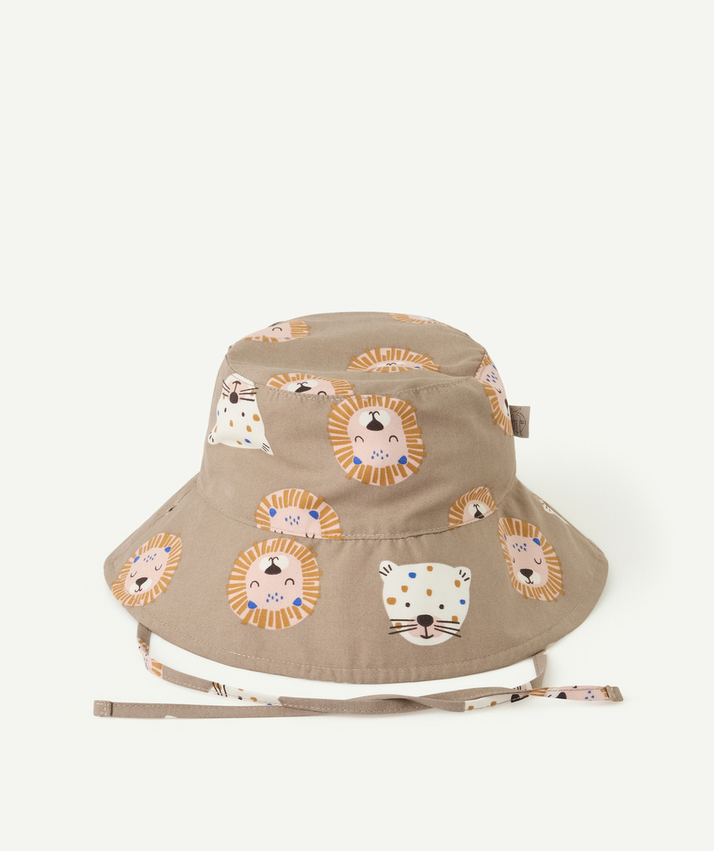 LASSIGBOB ANTI-UV BÉBÉ MIXTE RÉVERSIBLE MARRON AVEC IMPRIMÉ ANIMAUX