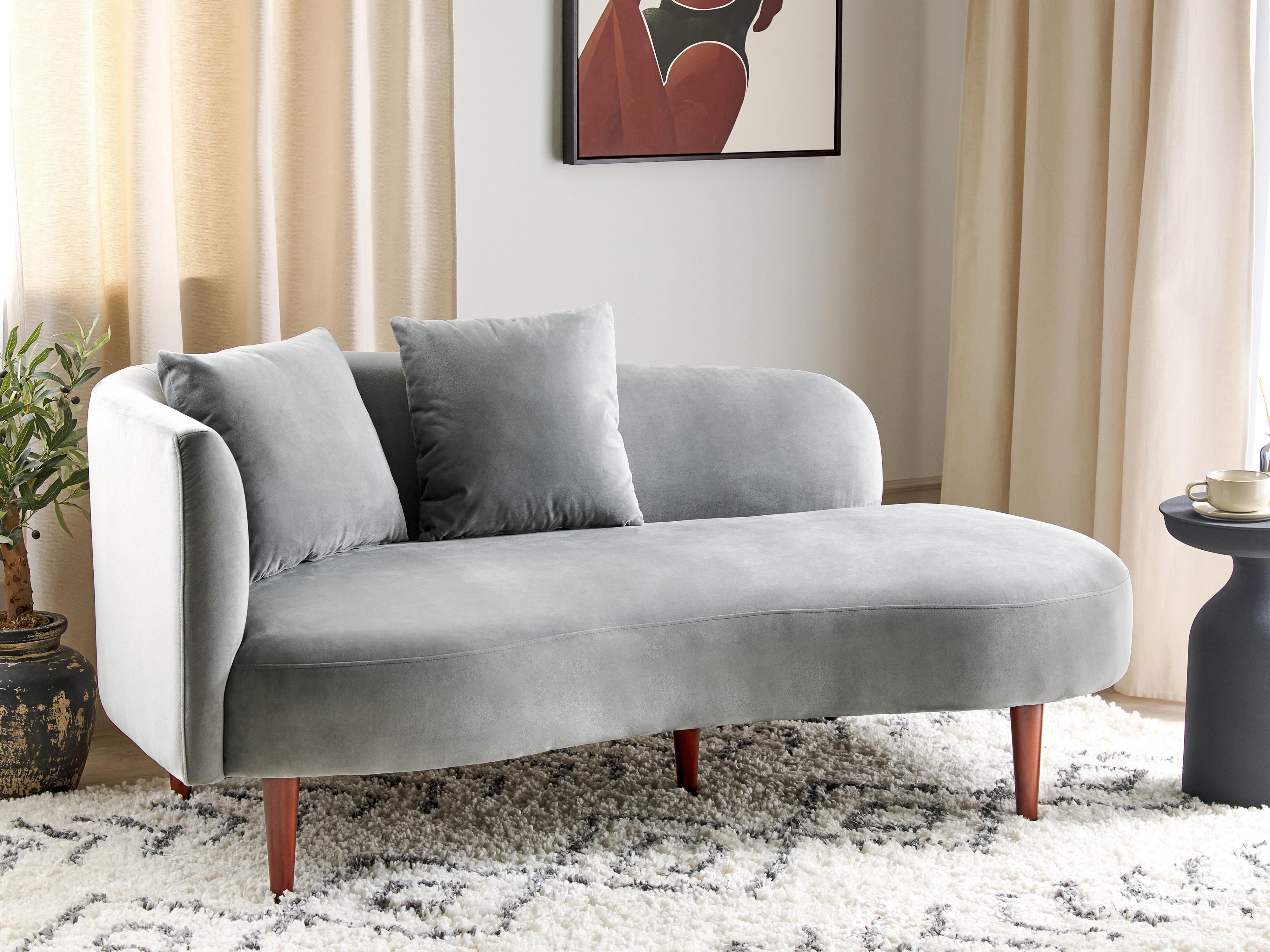 Linkszijdige chaise longue CHAUMONT Fluweel Lichtgrijs