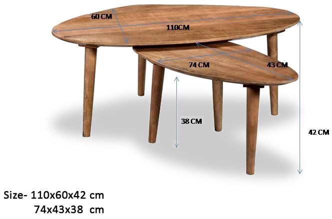 Salontafelset Xavier B110 x D60 x H42 cm