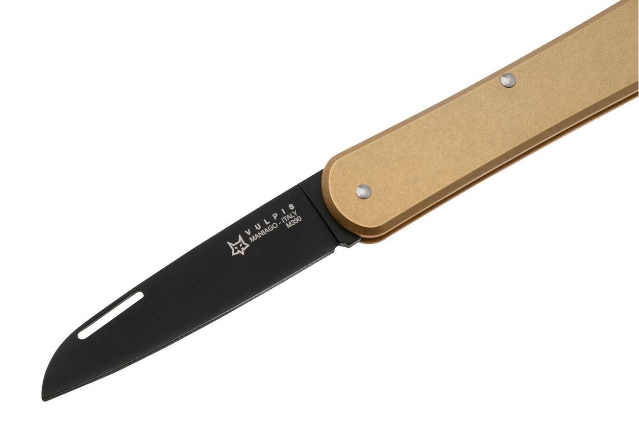 Fox Vulpis FX-VP130-OTB Black Idroglader M390, Brass, zakmes