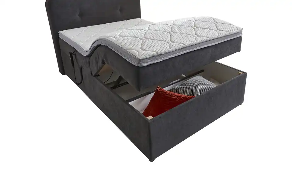 Boxbett elektrisch mit Stauraum Grau 100 cm