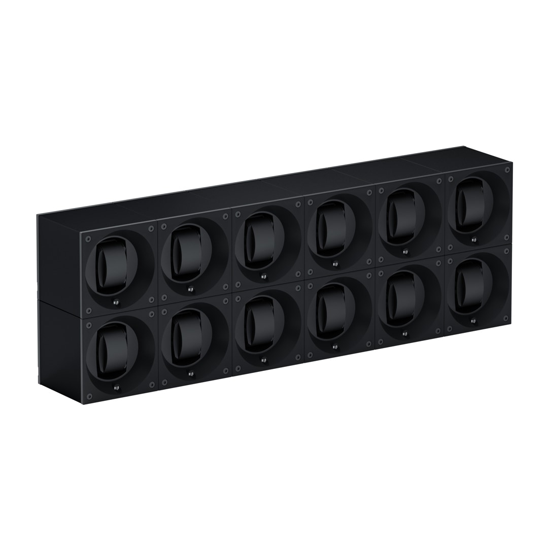 SwissKubik Masterbox Aluminium Schwarz - 12 Uhren