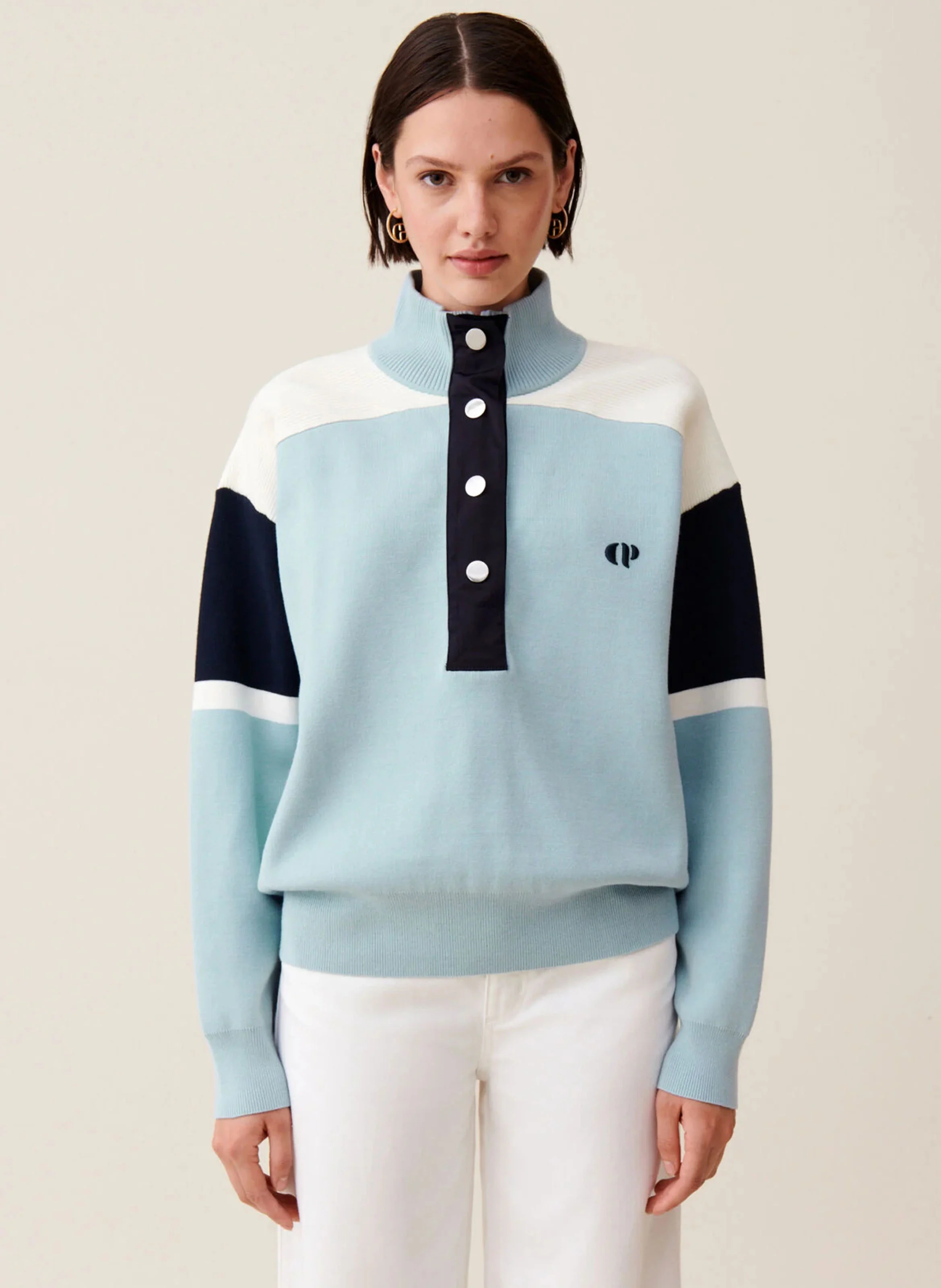 Sweat ample col camionneur | Bleu