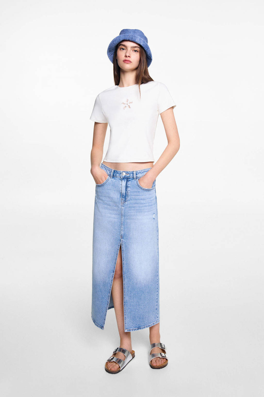 MANGO TEEN spijkerrok medium blue denim