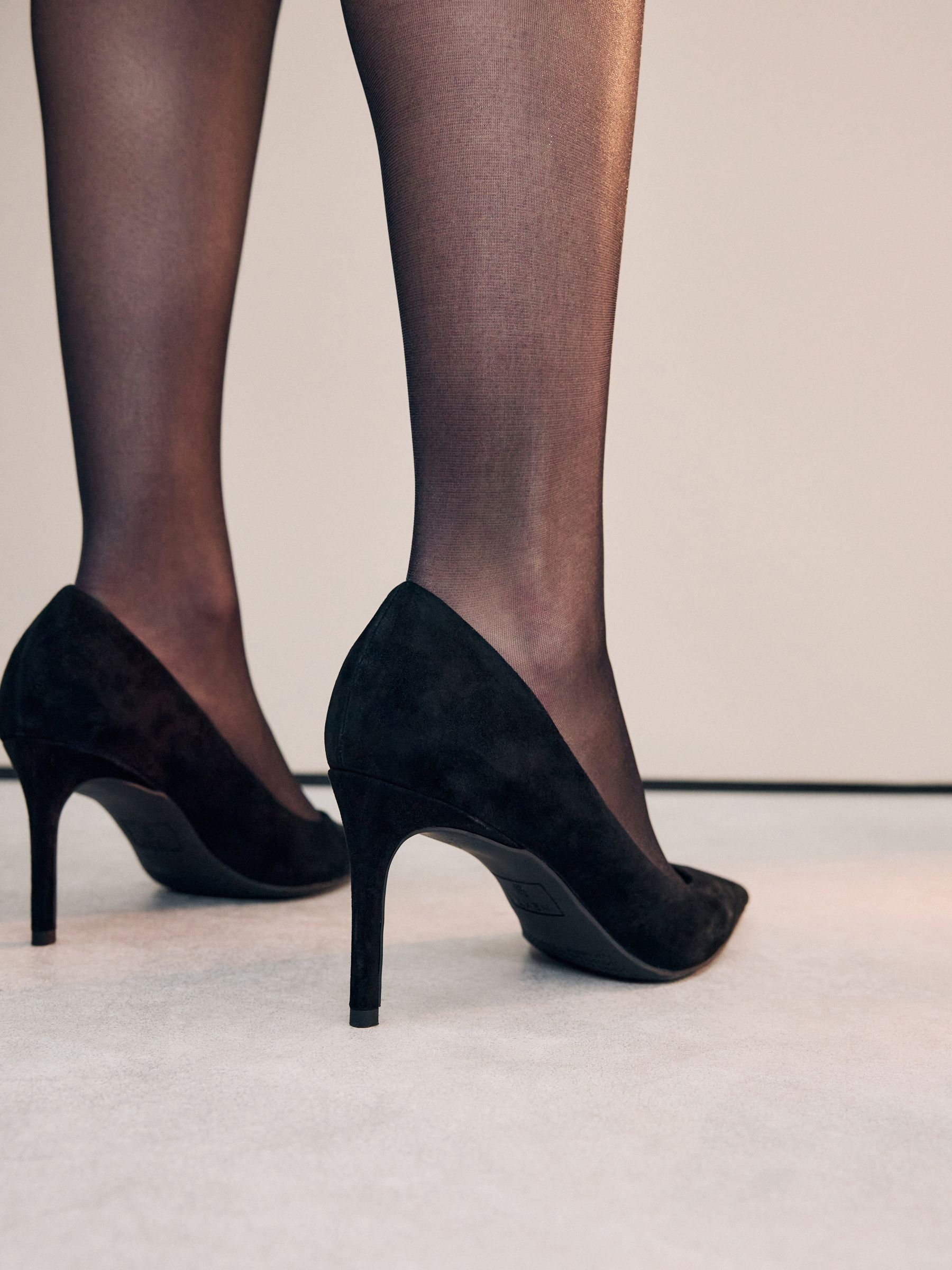 Zwart suède - Leren mid-court pumps