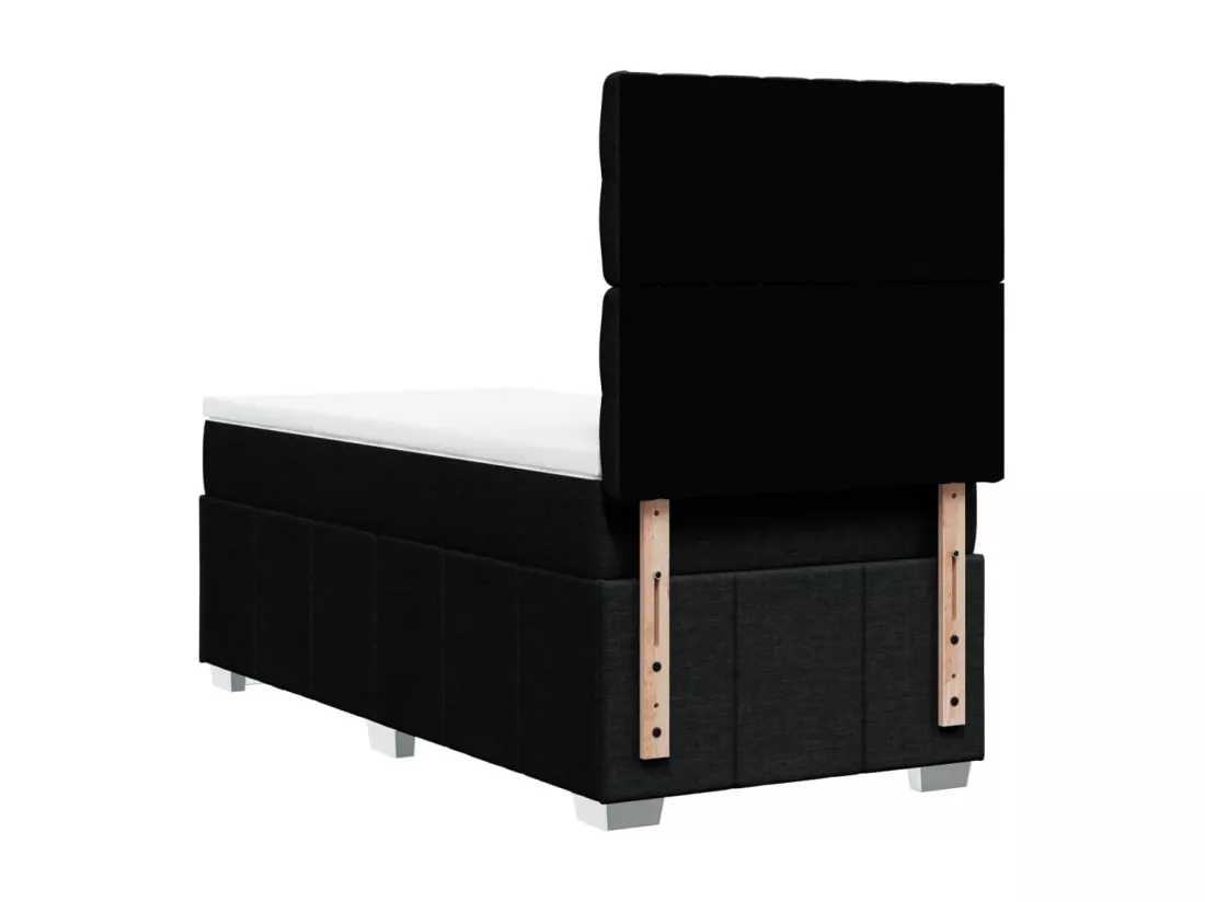 Sommier à lattes de lit avec matelas Noir 90x190 cm Tissu