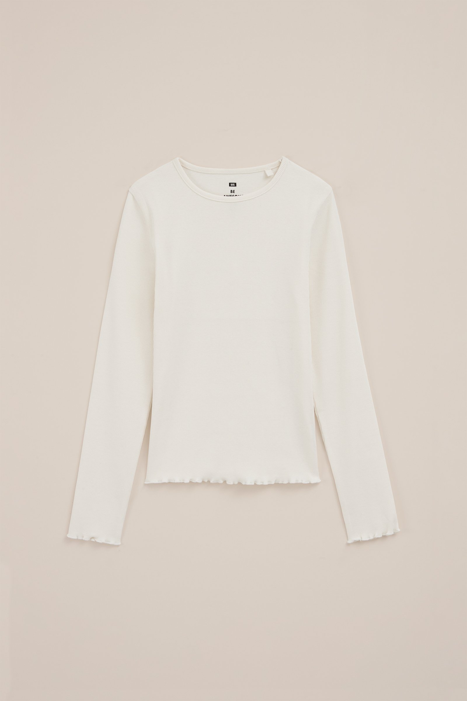 Meisjes T-shirt van ribstof WE Fashion Wit