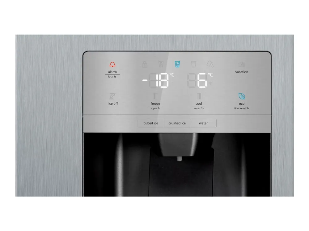 Siemens iQ500 KA93GAIEP - Køleskab/fryser - side ved side med vanddispenser, isdispenser - bredde: 90.8 cm - dybde: 76.2 cm - højde: 178.7 cm - 560 liter - Klasse E - rustfrit stål