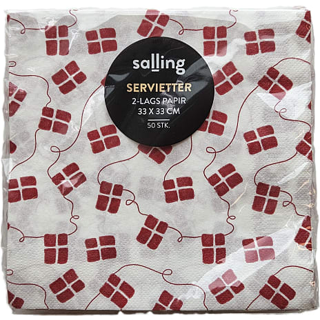 Salling mønstrede servietter 33x33 cm 50-pak - Dannebrog