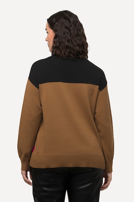 Pullover, Colorblocking, Oversized, Rundhals, 3/4-Arm