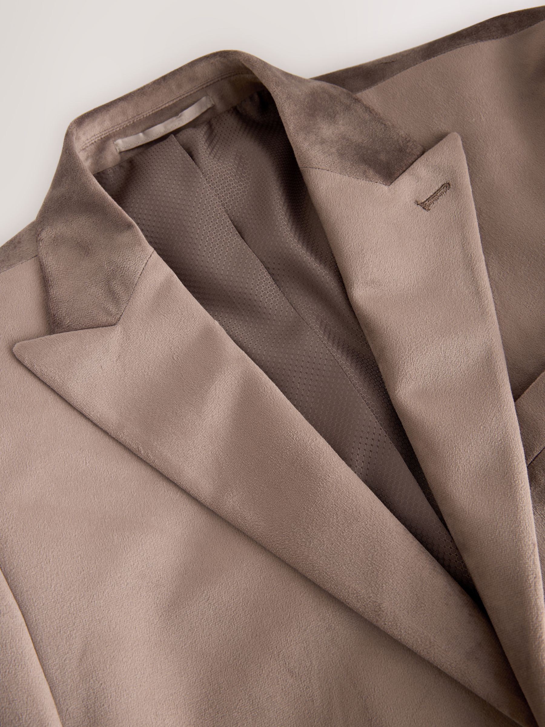 Taupe - Slim Fit - Velvet blazer met zelfrevers