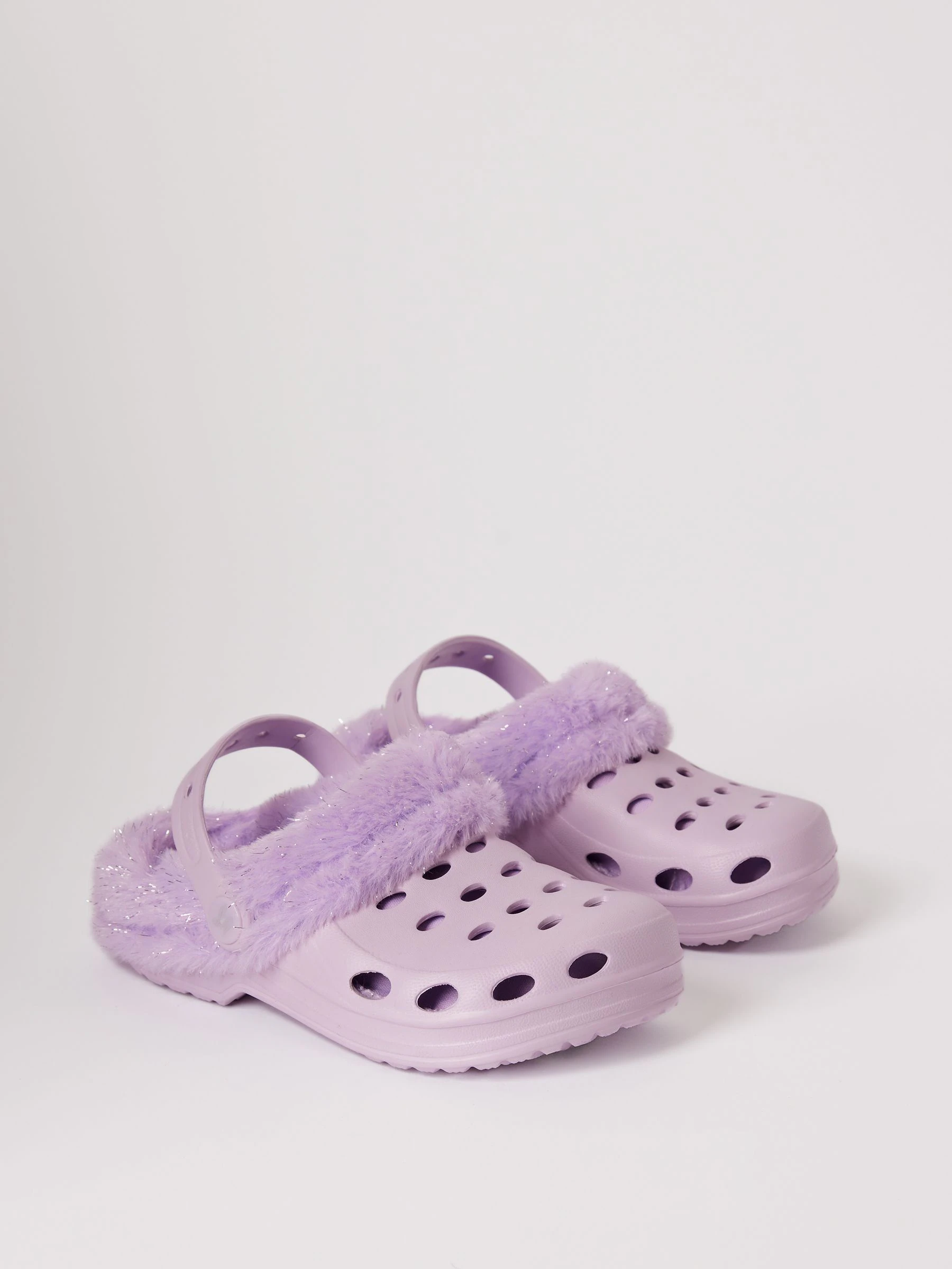 Lipsy fleece gevoerde klomppantoffels met imitatiebont