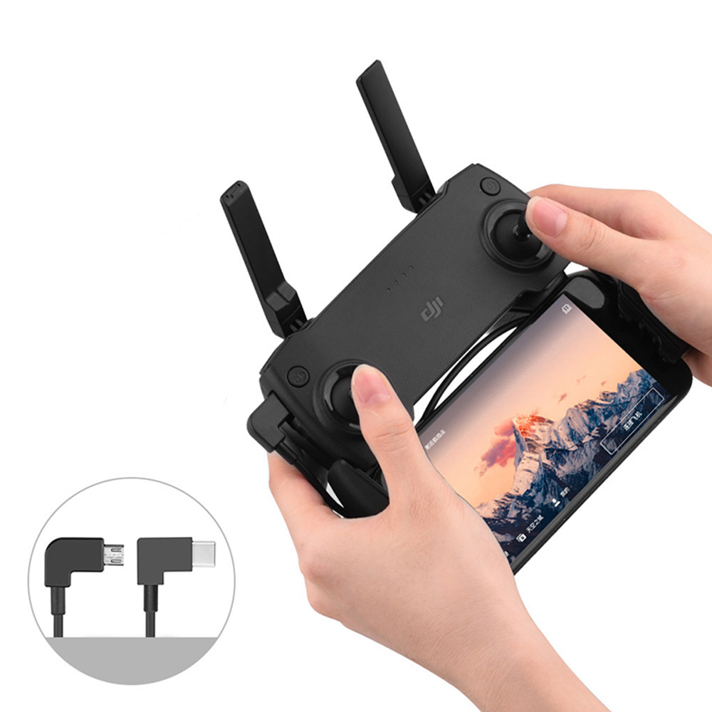 (30cm) Micro USB auf USB C Anschluss Kabel Smartphone / Tablet Verbindungskabel für DJI Drohnen Fernbedienung - Schwarz