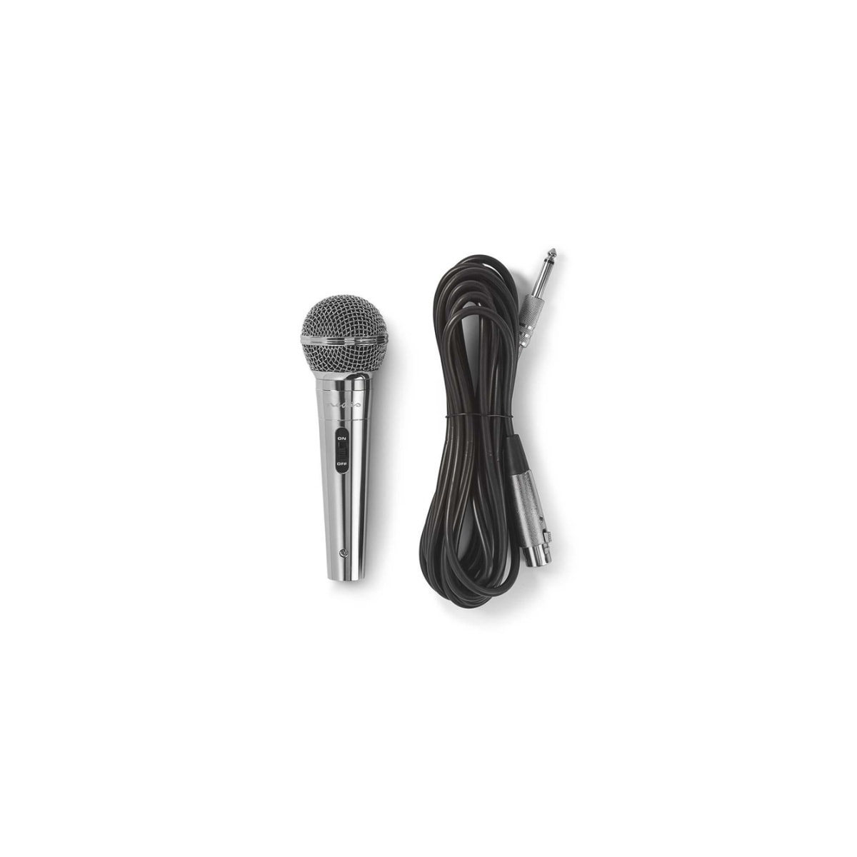 Nedis Wired mikrofon | Kardioid | Avtakbar kabel | 5.00 m | 80 Hz - 13 kHz | 600 Ohm | -72 dB | Av/på-bryter | Metall | Sølv