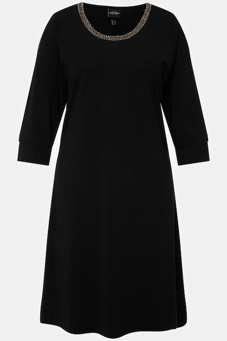 Midikleid, Schmuckband, A-Linie, Rundhals, 3/4-Arm