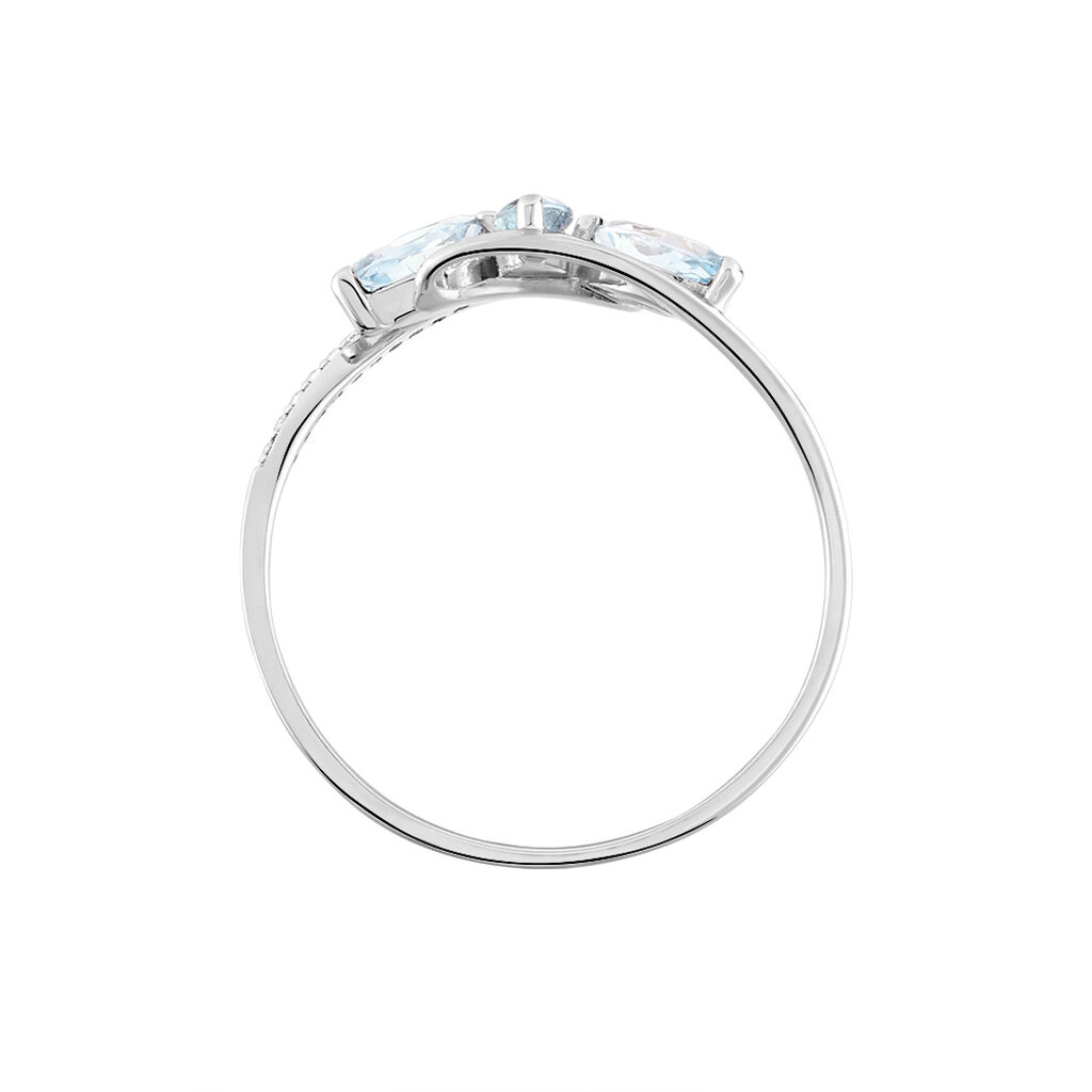 Bague Petale Or Blanc Topaze Et Oxyde De Zirconium