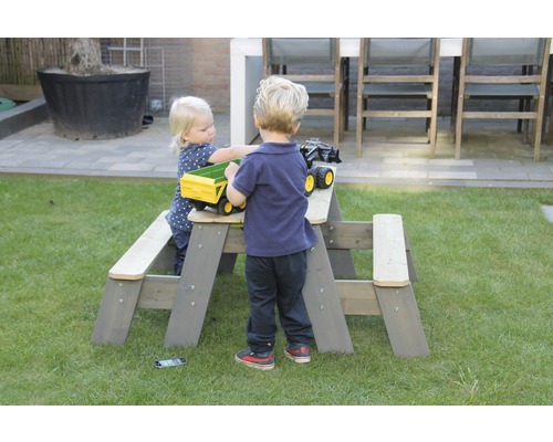 EXIT Aksent zand-, water- en picknicktafel met 2 banken, 94x121x50 cm, grijs