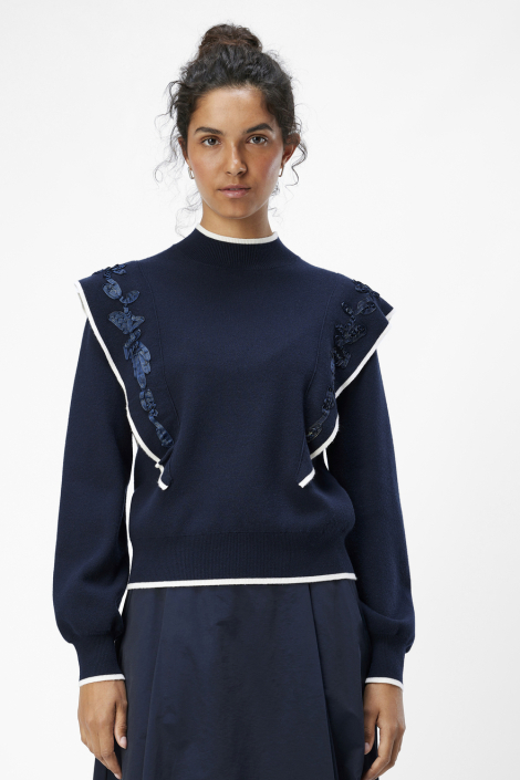 Object blauwe dames trui