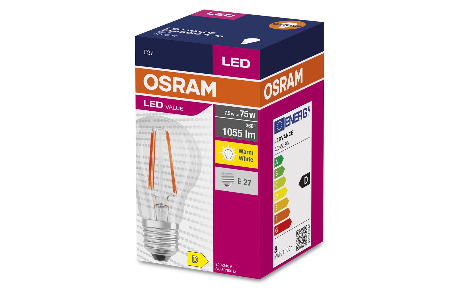 Lampe LED VALUE CLASSIC A WarmweissLED-Lampen, klassische Kolbenform