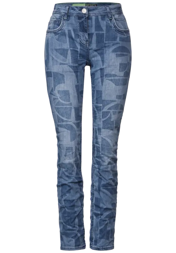 Laserprint Casual Fit Jeans - mid blue wash