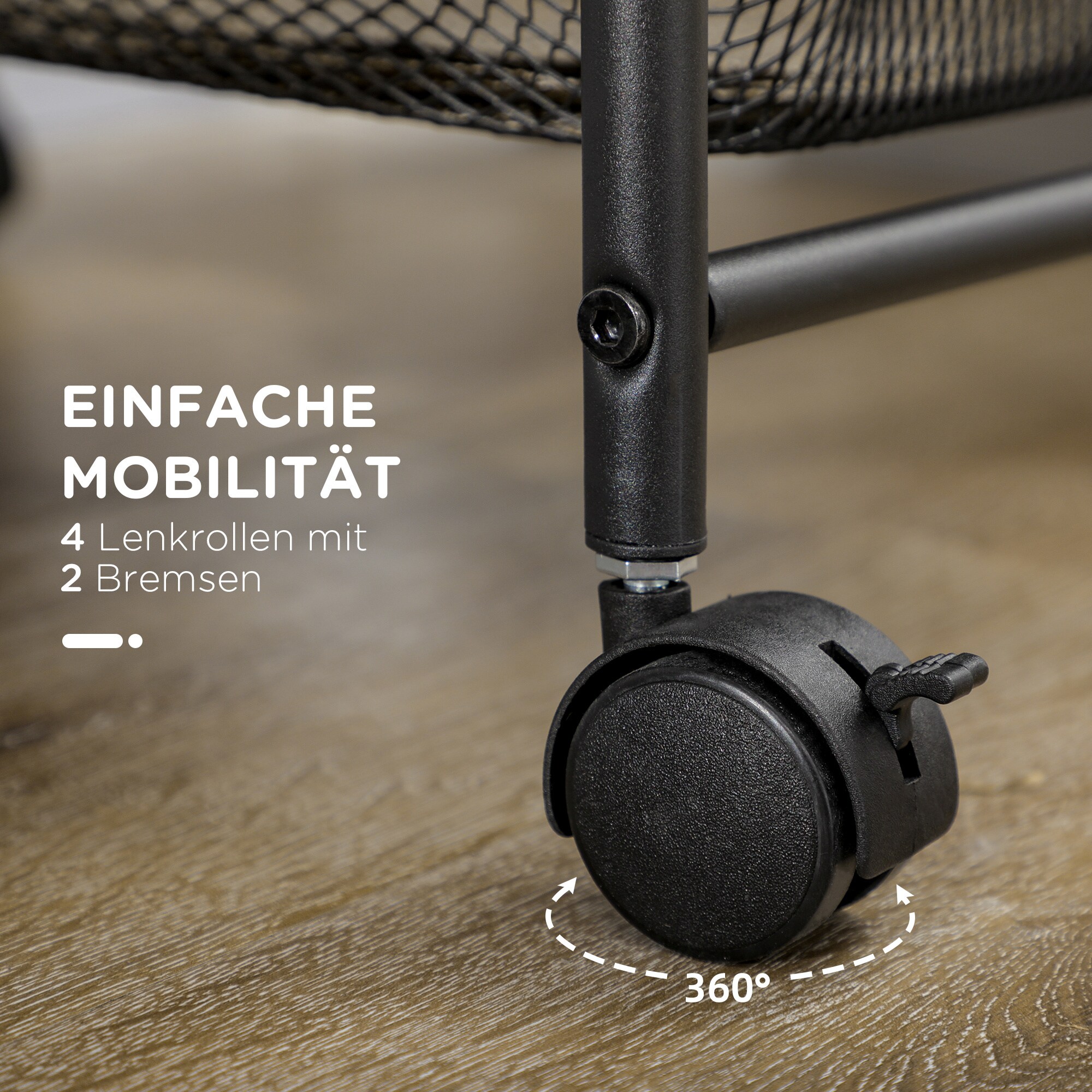 HOMCOM Rollwagen mit 4 Körben und eine Ablagefläche schwarz 41,5L x 31B x 66H cm