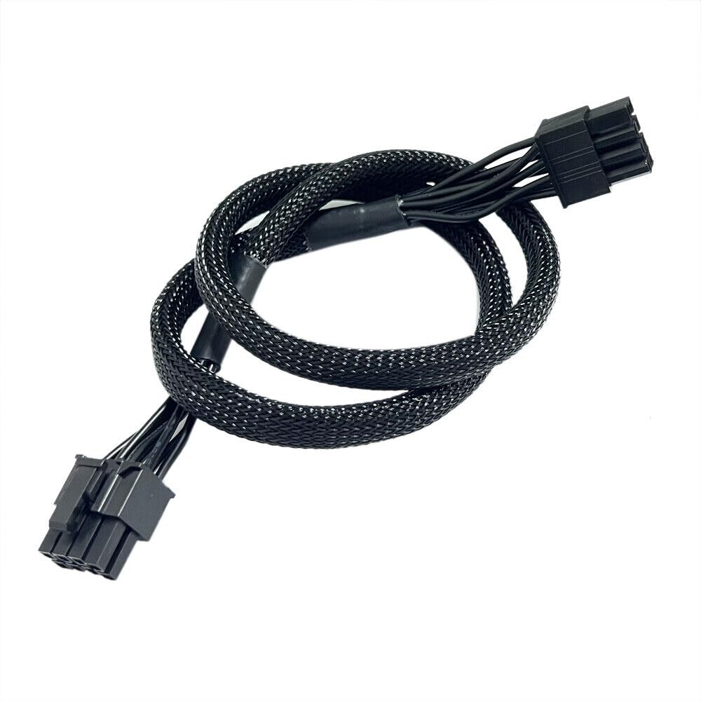 (60cm) PCIe 8-pol. auf 8-pol. (6 2) Stromkabel mit Ummantelung für Grafikkarten (GPU) - Schwarz