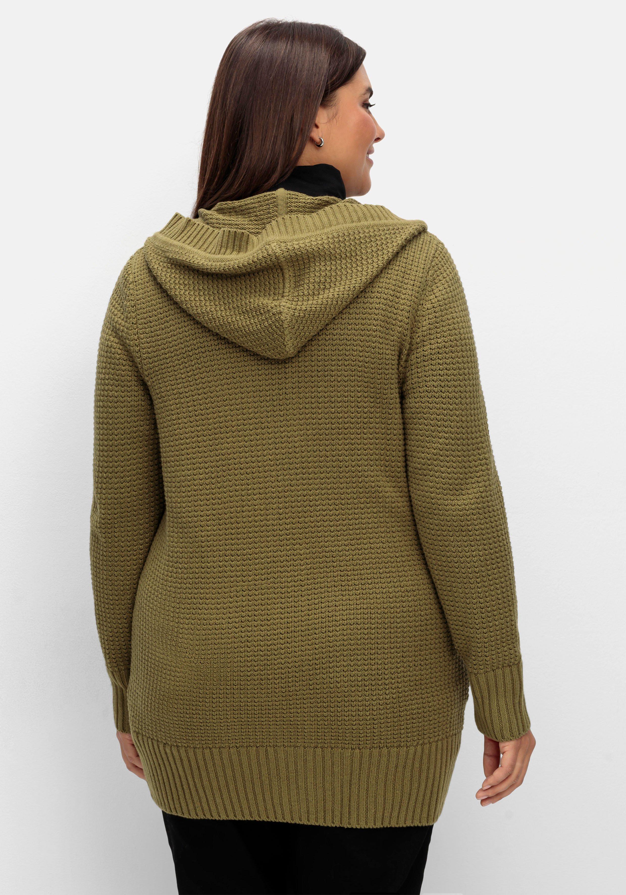 Strickjacke mit Kapuze, in Longform