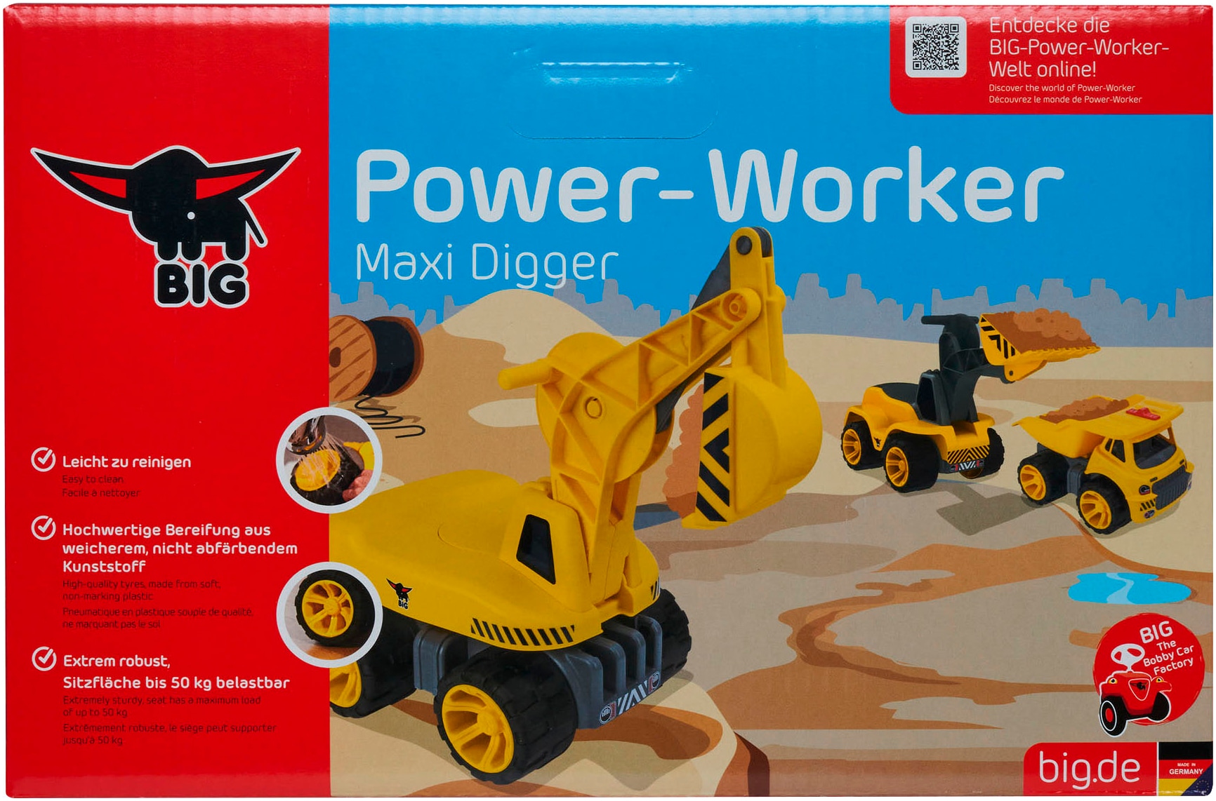 BIG Spielzeug-Bagger »BIG Power Worker Maxi Digger« Aufsitz-Bagger, Made in Germany
