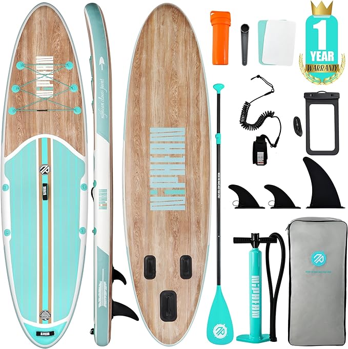 Inflatable Stand Up Paddle Board with SUP Accessories, Anti-Slip EVA Deck, 10’6’’ Inflatable Paddle Boards for Adults & Youth of All Skill Levels