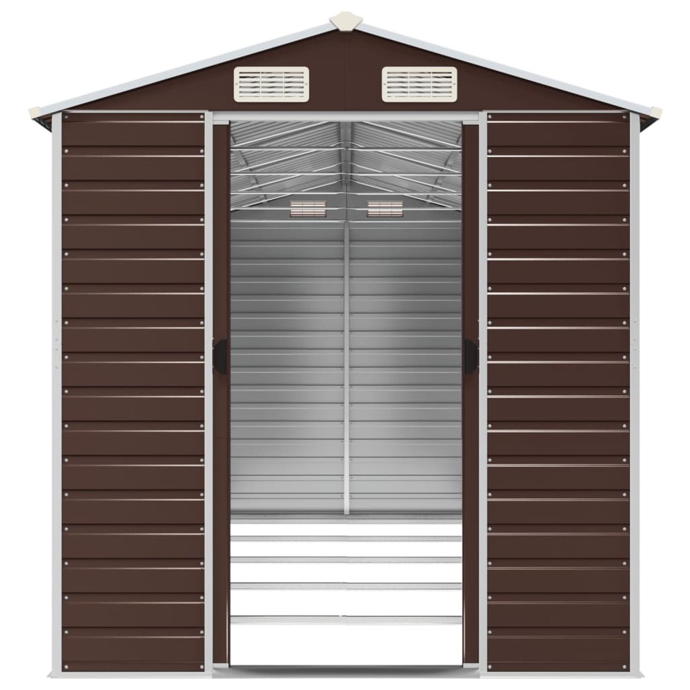 Abri de jardin marron 191x470x198 cm acier galvanisé