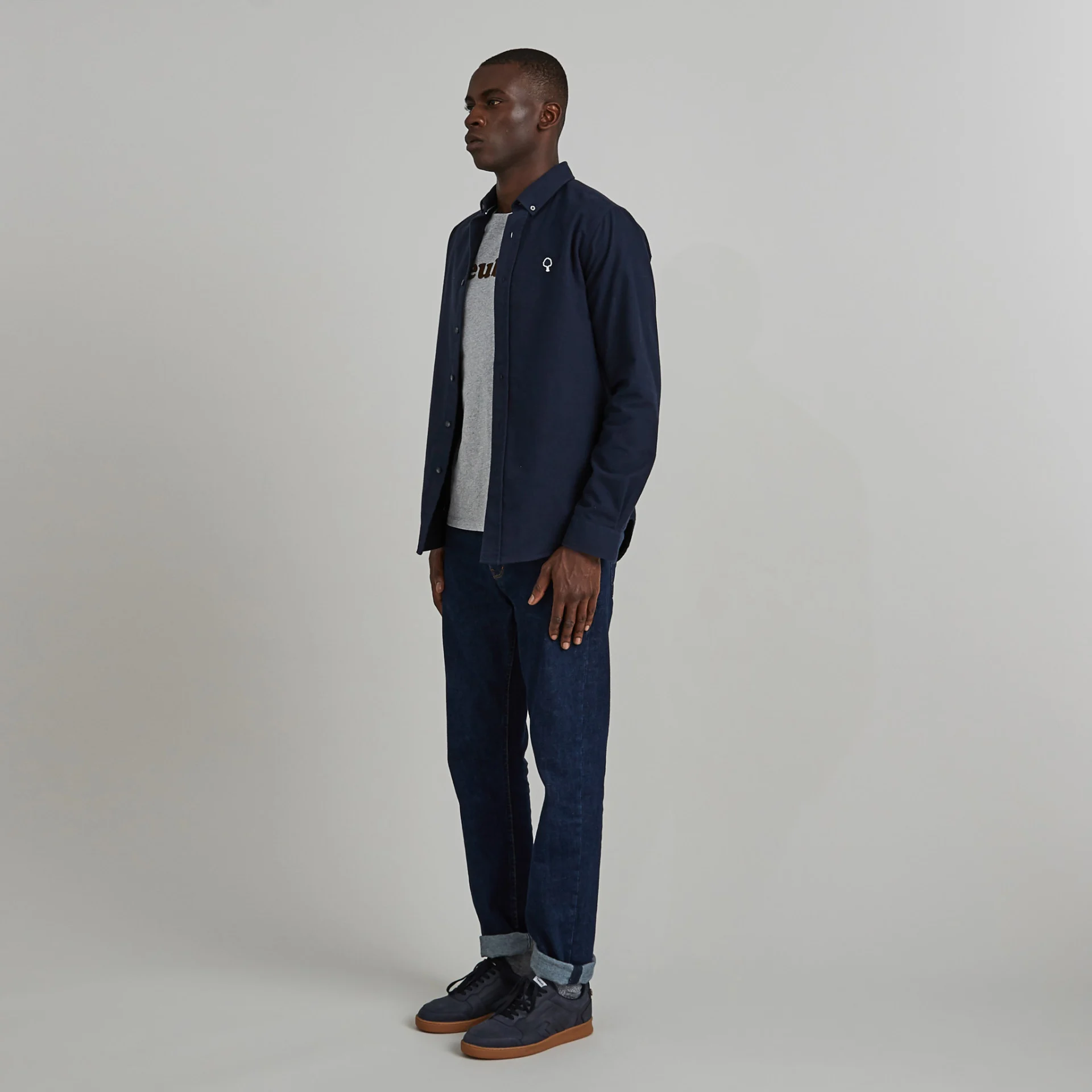 Chemise classique bleu marine coton - modèle Ivoy