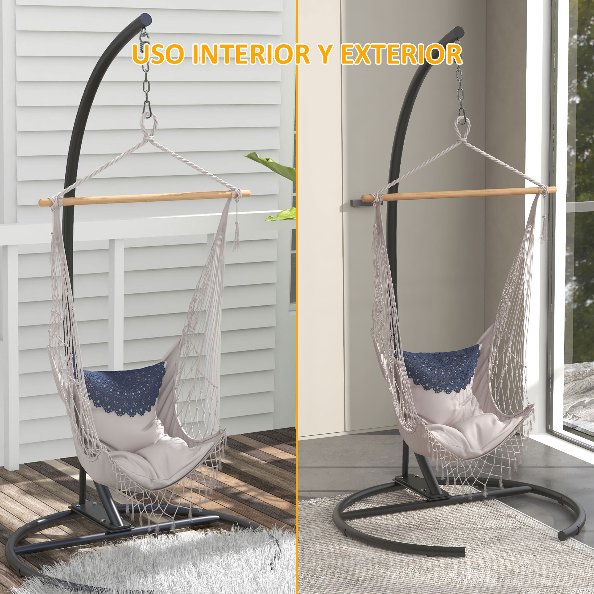 Suporte para cadeira suspensa Outsunny, preto