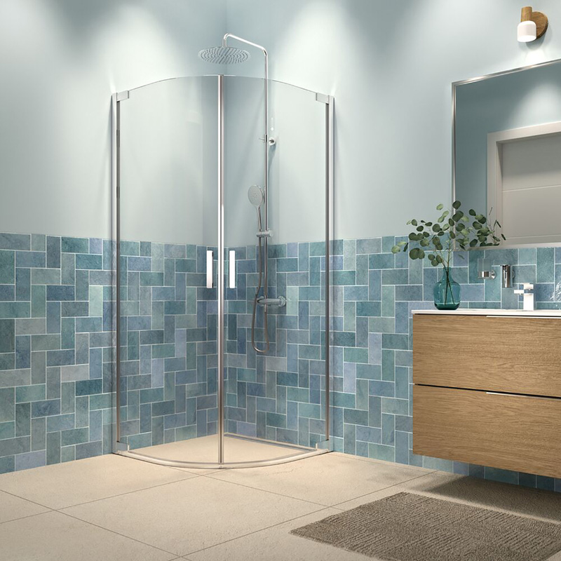 Sealskin Inc. tweedelige kwartronde douchecabine 90x90x200 cm, 8 mm helder veiligheidsglas met antikalklaag zilver hoogglans