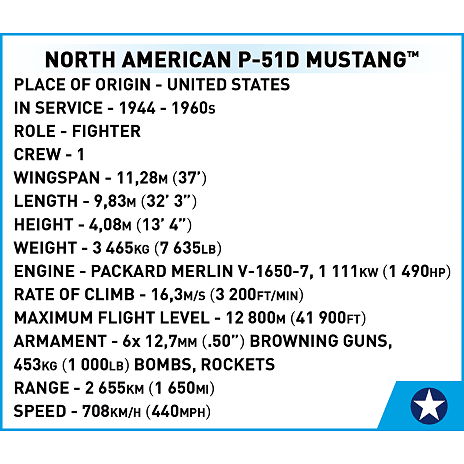 Cobi WWII P-51D Mustang fly 5860