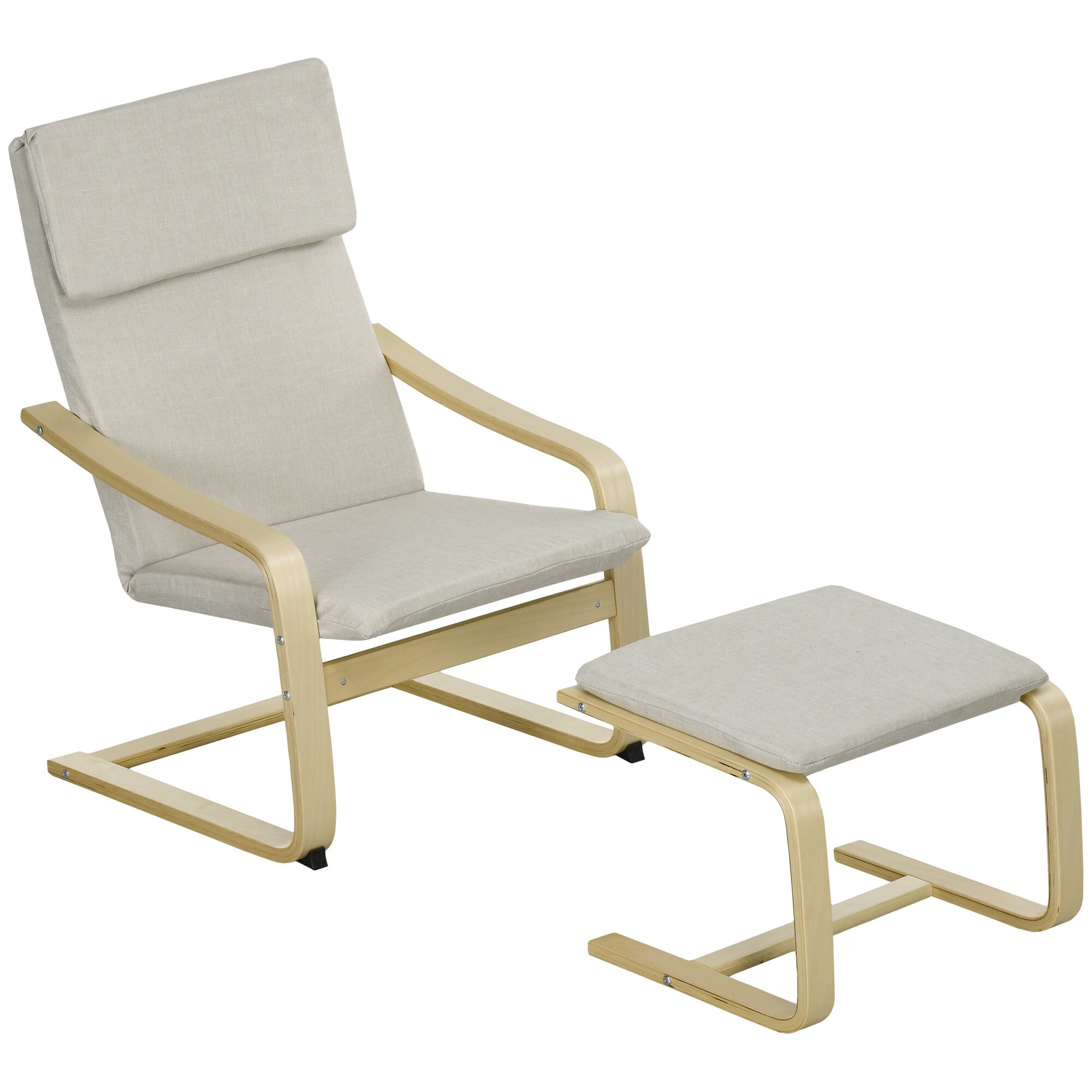 HOMCOM Relaxsessel mit Hocker mit Fußpolster, Kopfpolster und Armlehnen braun 67B x 72T x 100H cm